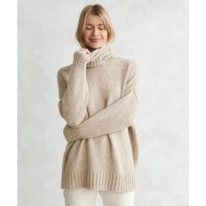 Jenni Kayne Cocoon Turtleneck Alpaca Wool S Oatmeal Beige Quiet Luxury Ribbed